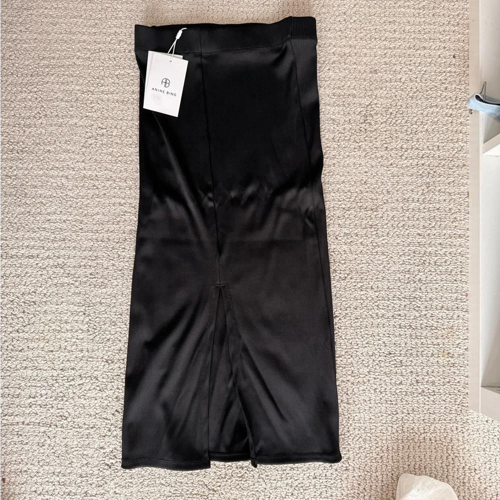 Black Midi Skirt with Slit